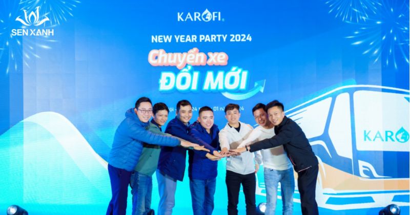 Sự kiện tiệc cuối năm công ty Karrofi với background đẹp